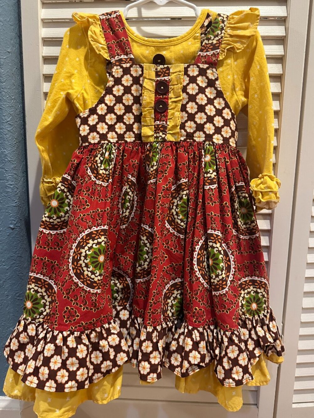 Eleanor Rose Meredith Dress 3-4 Fall Floral Pinafore 2 Piece Boutique Set